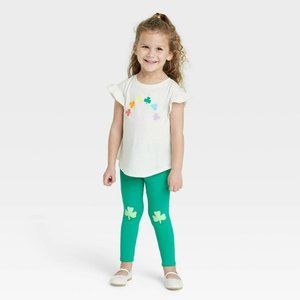 Toddler Girls' Rainbow Clover Top & Leggings Set Cat & Jack Cream 3T